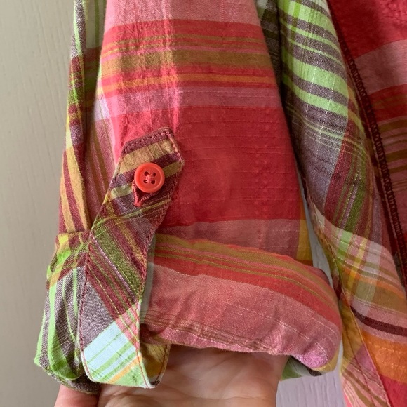 Columbia plaid button down long sleeve top - Picture 8 of 9